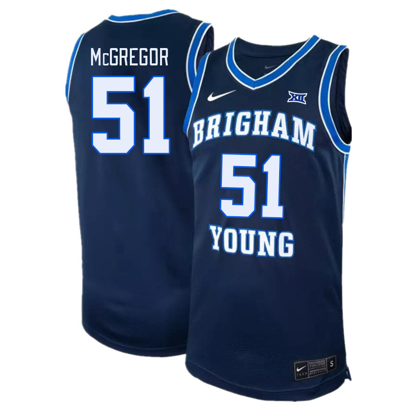 BYU Cougars #51 Jared McGregor Big 12 Conference College Basketball Jerseys Stitched Sale-Navy